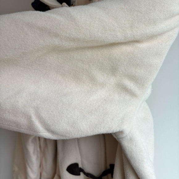 VNTG LL Bean white Wool Jacket Hooded Zip Up Toggle Closure Thinsulate Lining 16 - Picture 7 of 16